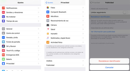 Privacidad Publicidad Restablecer
