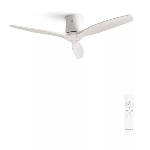 CREATE/WINDCALM/Ventilador de techo ABS blanco con mando / 40W, Silencioso, Ø132 cm, 6 velocidades, temporizador, función verano-invierno