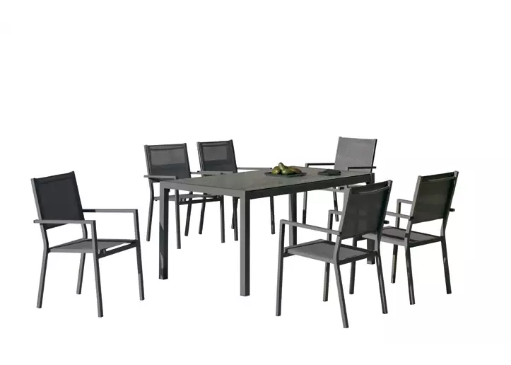 Set de jardín LOUVRE negro de 6 plazas TG