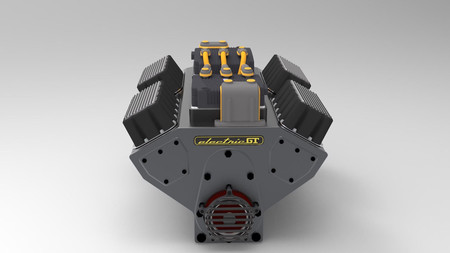 Así es cómo se vería un motor "V8 eléctrico" debajo del cofre de tu muscle car