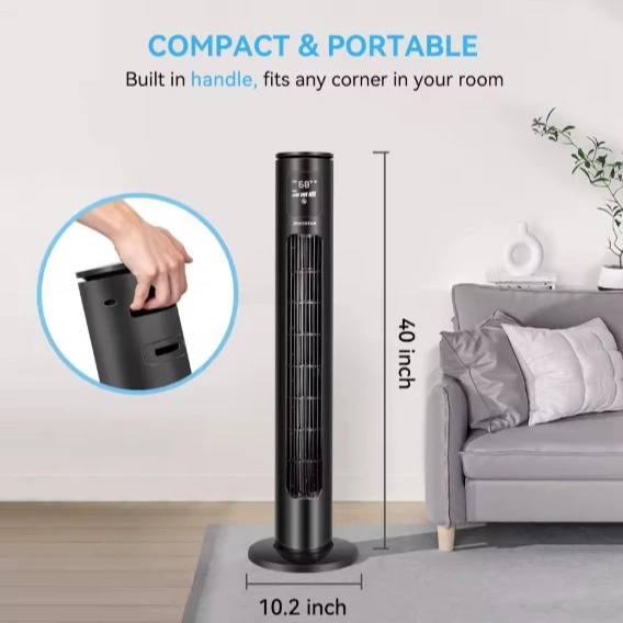 Ventilador de Torre de 40'', Inteligente, Control App, Alexa y Google Home, Ventilador Portátil con Oscilante, Temporizador 24h