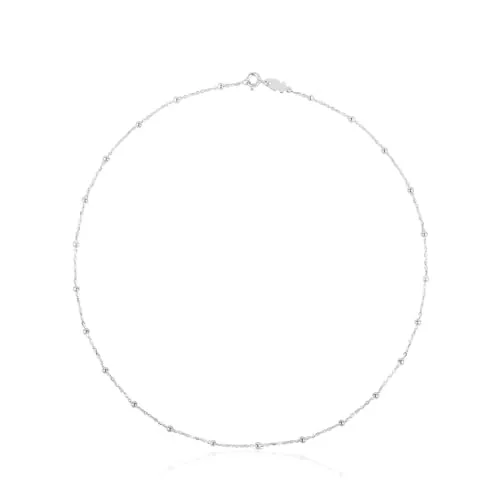 TOUS Gargantilla de Plata de Primera Ley para Mujer con Bolas Intercaladas,Versátil e atemporal, Colección CHAIN