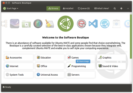 Ubuntu MATE tiene una nueva "Boutique de Software" que soporta paquetes Snap y podría llegar a más distros
