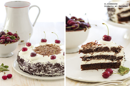 Tarta Selva Negra con cerezas confitadas. Receta