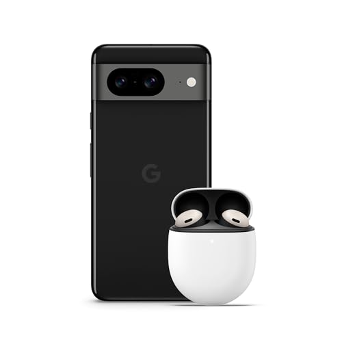 Google Pixel 8 - Smartphone Android Libre con teleobjetivo, batería de 24 Horas y Pantalla Super Actua - Obsidiana, 128GB + Pixel Buds Pro - Auriculares inalámbricos - Porcelana