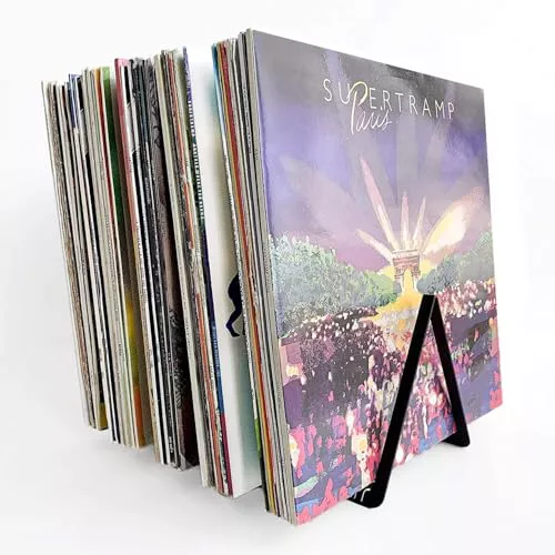 Soporte Expositor Estante y Almacenamiento para 50 Discos de Vinilo. (Negro)
