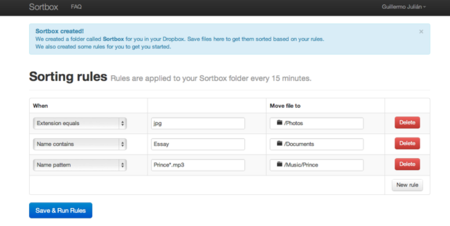 Sortbox, organiza tus ficheros de Dropbox automáticamente