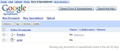 Google Docs & Spreadsheet, un "Mis documentos" a la Google
