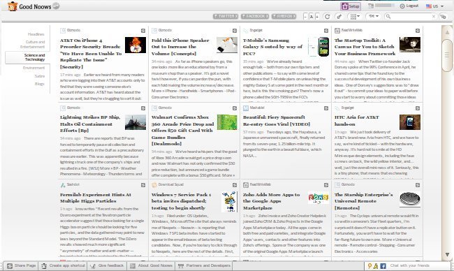 Good Noows, un lector online de feeds con énfasis en la parte visual