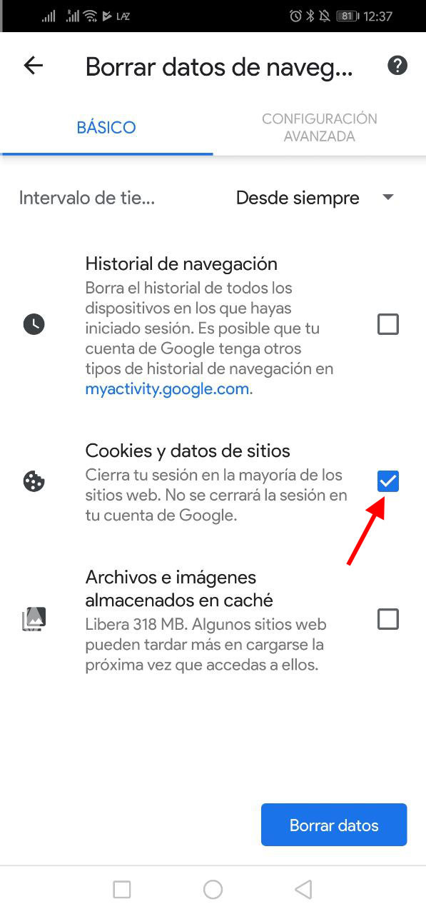 Cómo limpiar cookies en Android en Chrome, Firefox, Edge, Opera y
