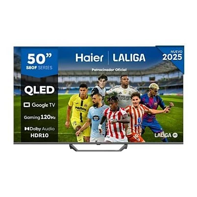 TV QLED 50" - Haier S80 Series H50S80FUX, QLED 4K HDR10, Google TV, Gaming 120Hz, Dolby Audio, Negro
