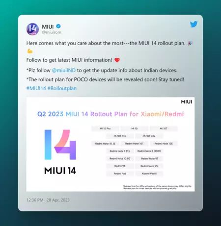 MIUI 14 アップデート第 2 バッチ