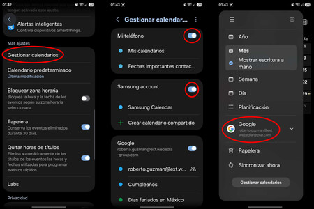 Galaxy Calendario Cuentas