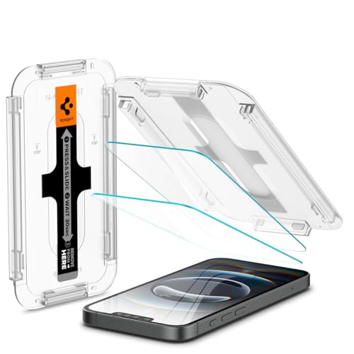 Spigen Glas.tR EZ Fit Protector Pantalla para iPhone 16e, iPhone 14, iPhone 13, iPhone 13 Pro, 2 Unidades, Protección del Sensor, Alta Definicion, Dureza 9H