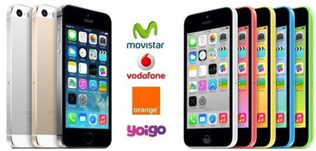 Comparativa precios iPhone 5S y iPhone 5C con tarifas de Movistar, Vodafone, Orange y Yoigo