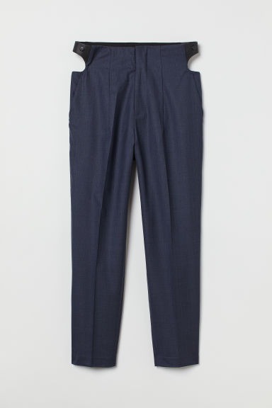 Navy blue dress pants with side slits