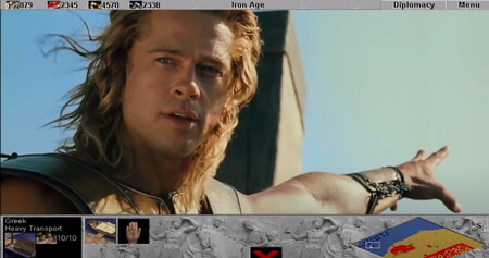 La escena del desembarco de Troya con Brad Pitt es inmensamente mejor con sonidos del primer Age of Empires. Y sí, hay WOLOLO