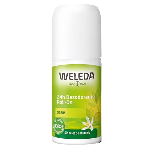Weleda - Desodorante Roll-On de Citrus, 24h de Protección, Unisex, 100% Natural, Sin Sales de Aluminio, con Aroma Cítrico, Vegano - 50 ml, el embalaje puede variar