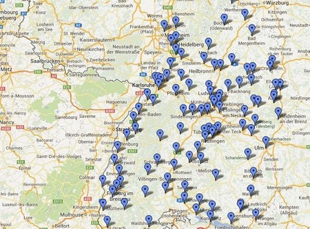 Mapa de estaciones GNC  de Alemania