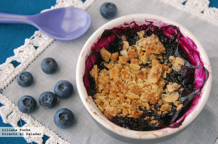 Crumble de arándanos. Receta