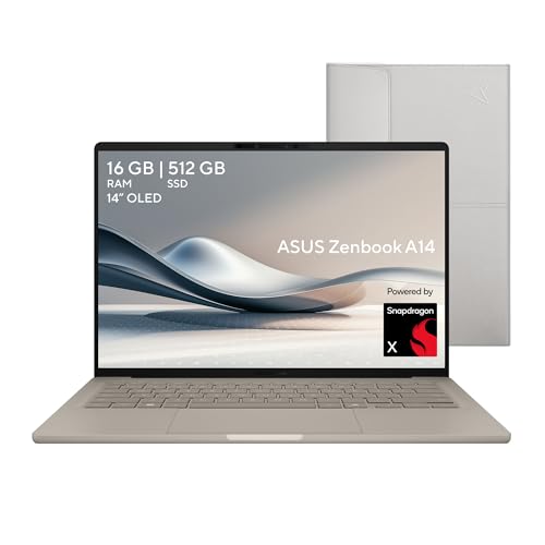 ASUS Laptop Zenbook A14, OLED, Snapdragon X X1, 16/512 GB SSD