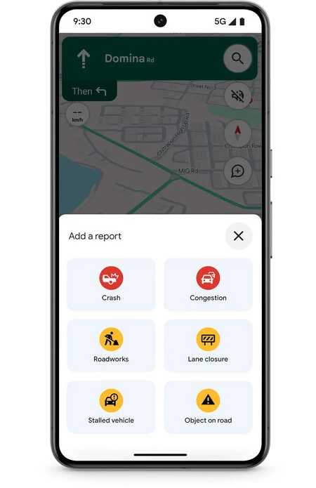 モバイル版 Google マップでの事故レポート