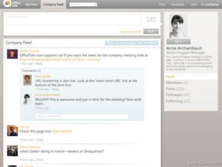 Office Talk, el "Twitter para empresas" que plantea Microsoft