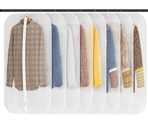 GoMaihe Fundas de Ropa 8 PCS, 60cm x 100cm Bolsa de Traje Transparente con Cremallera Cubiertas de la Ropa