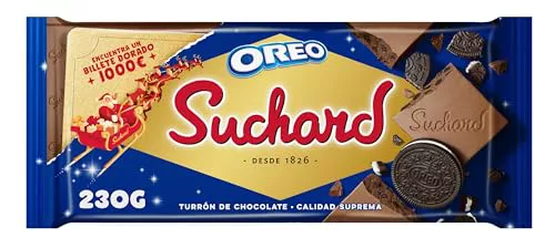 Suchard Turrón De Chocolate Con Leche Y Galletas Oreo Navideño - 260 Gramos