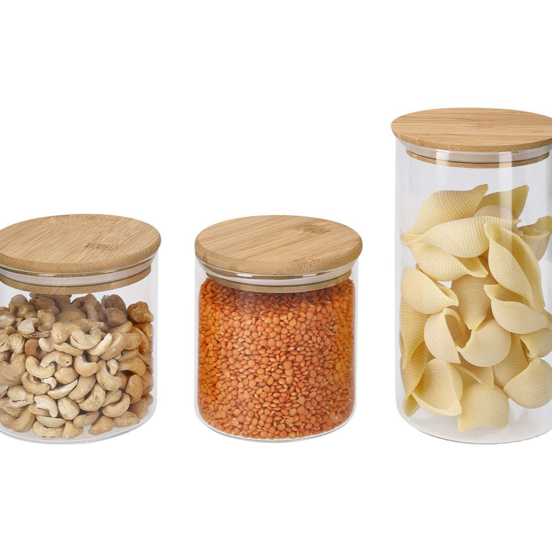 Tarros de almacenamiento con tapas de bambú