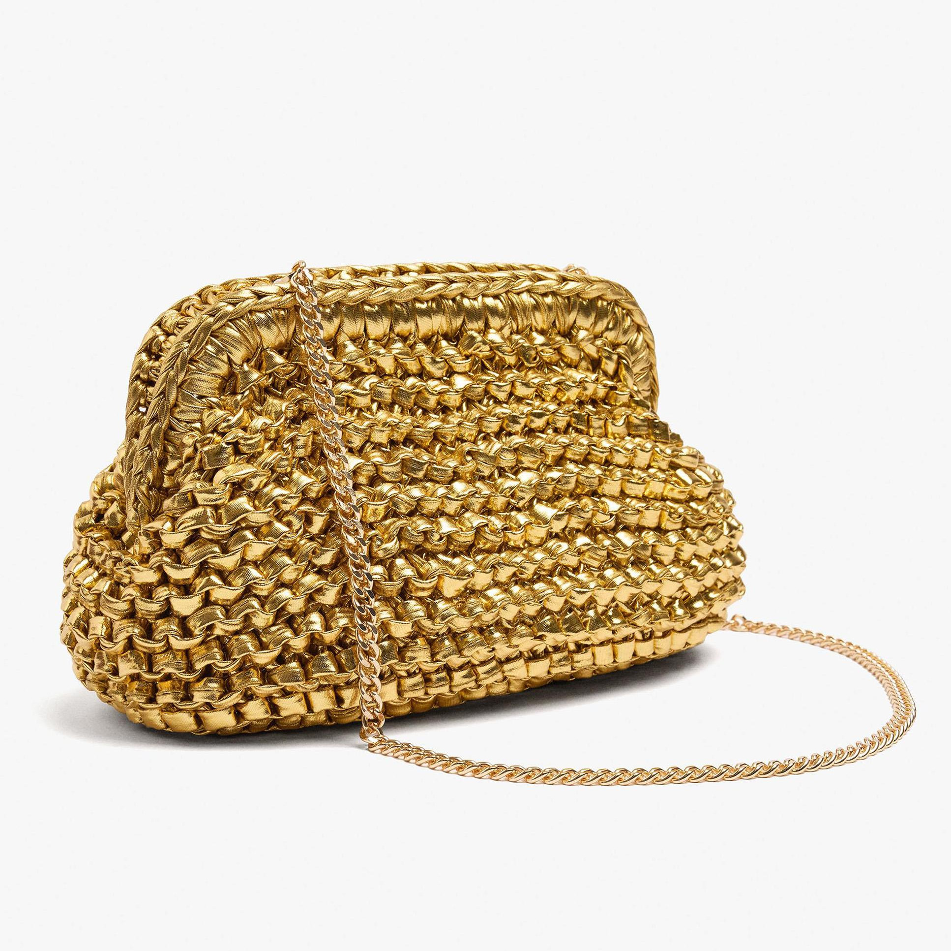 Bolso de fiesta efecto trenzado en liso Oro Parfois