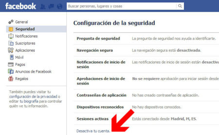 Baja Facebook, paso 2