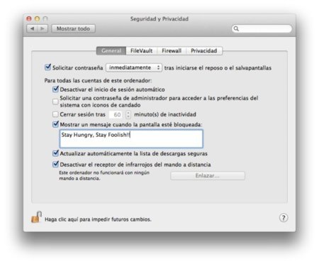 Mensaje pantalla bloqueada