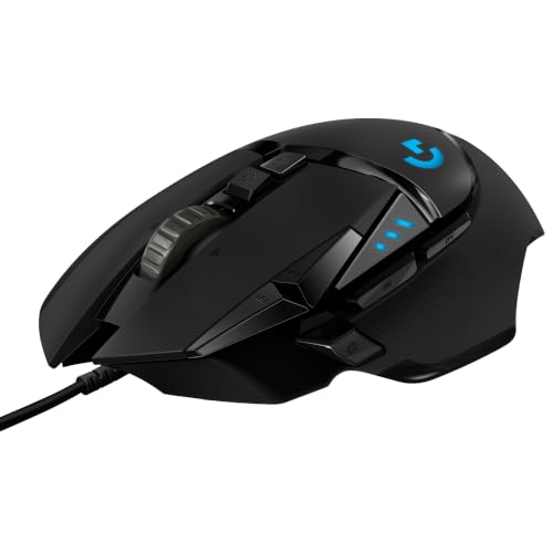 Logitech G G502 Hero Ratón Gaming con Cable, 25,600 dpi, Negro | Alto rendimiento, captor Hero 25K, RGB, peso personalizable, 11 botones programables, memoria integrada, PC/Mac, ratón PC