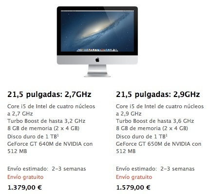 Sigue la sequía de los iMac: los envíos del modelo de 21,5 pulgadas se retrasan una semana