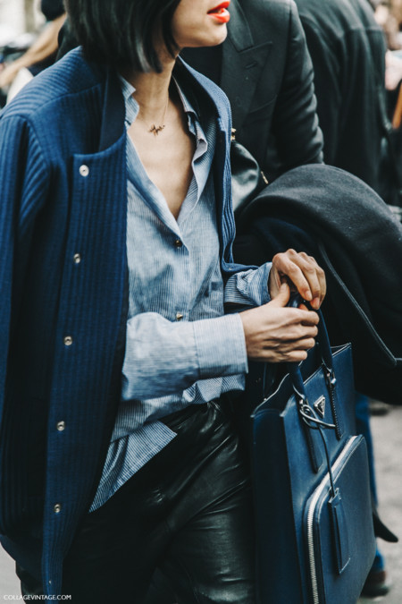 Pfw Paris Fashion Week Fall 2016 Street Style Collage Vintage Miu Miu Blue