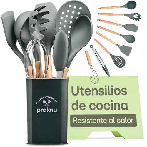 Utensilios de Cocina de Silicona Madera - 8 Piezas 