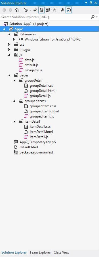 estructura de los proyectos windows 8