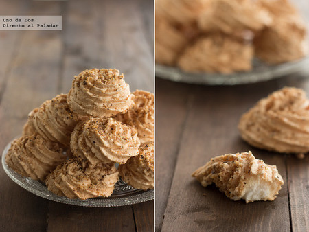 Bocaditos de merengue con avellana. Receta