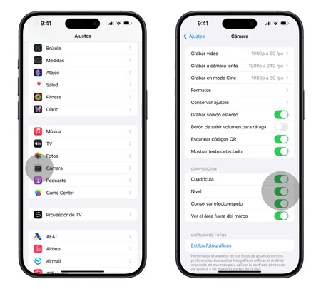 Ajustes Camara Iphone