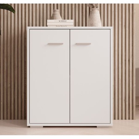 Aparador Pequeño 2 Puertas | Armario Multiuso | Mueble Auxiliar | 60x71x30cm | Modelo Lander L2 | Color Blanco
