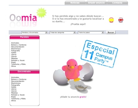 Oomia, lista de objetos perdidos a lo web 2.0
