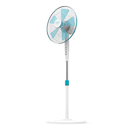 Cecotec Ventilador de Pie EnergySilence 500. 40 W, 5 Aspas de 40 cm de diámetro, Oscilante, 3 Velocidades, Altura Ajustable de 110 a 130 cm, Motor de Cobre, Diseño en Blanco