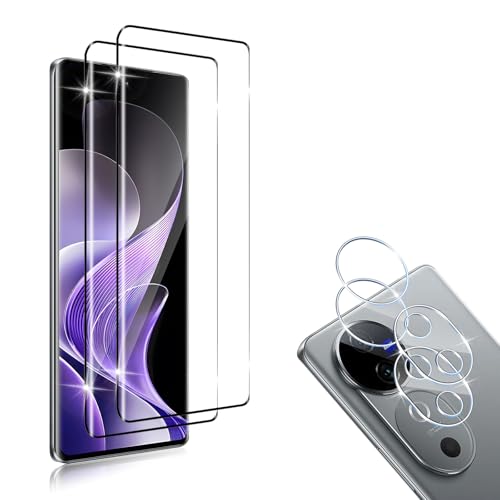 HidWee Compatible con VIVO V40 5G Cristal Templado, 2 Pcs Protector de Pantalla [3D Cobertura Completa] + 2Pcs Protector de Lente Cámara, 9H Dureza Anti-Arañazos Vidrio Templado