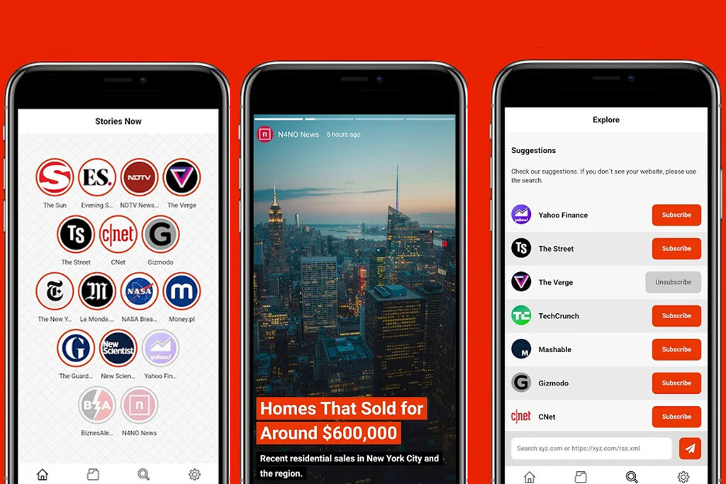 Stories Now es un sencillo lector de RSS en el que todo se muestra como historias de Instagram