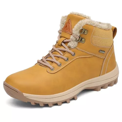 Mishansha Botas Hombre Invierno Botines Mujer Invierno Botas Nieve Cálido Antideslizante Botas Trekking Impermeables Zapatos Nieve Zapatillas Barefoot Senderismo Amarillo,Gr.47
