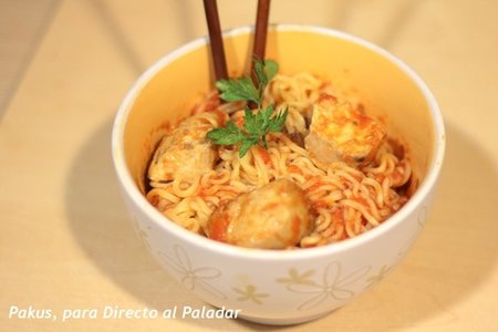 Noodles con bonito del norte. Receta