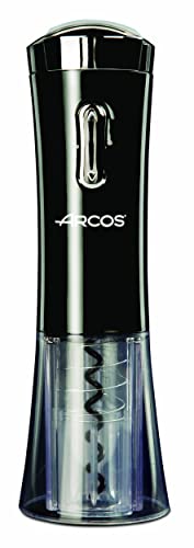 ARCOS Sacacorchos Eléctrico en ABS con Batería Interna Recargable. Abrebotellas Eléctrico Moderno y Elegante con Cortacápsulas y Luz Indicadora. Color Negro