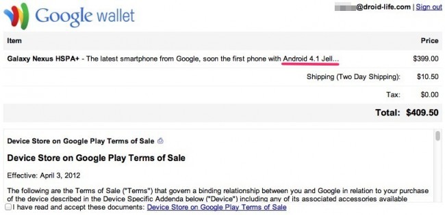 Galaxy Nexus con Android 4.1 (Jelly Bean)