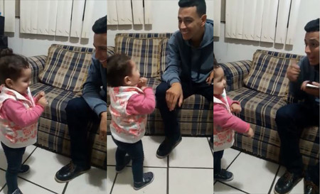 El tierno vídeo de una niña intentando hablar en lengua de signos con su padre sordo